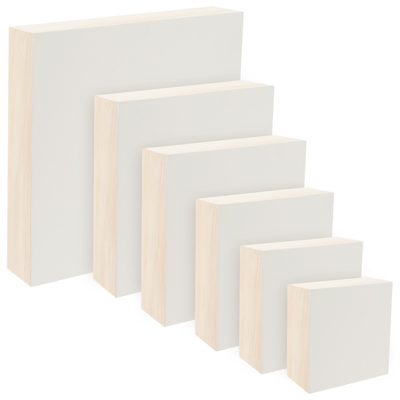Da Vinci Pro Ultra Smooth Wood Canvas Gesso Board - 2" Deep, Bundle of 6 Square White Acrylic Polymer Gesso Panels for Painting Fine Portraits and Ultra Fine Detail Illustrations and Artwork